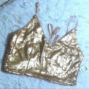 Charlotte Russe Mini Sequin Strappy Back Tank Top